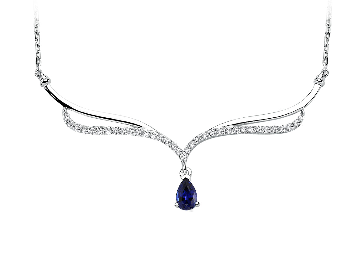 Diamond and Drop Sapphire Devil Necklace