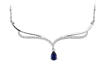 Diamond and Drop Sapphire Devil Necklace