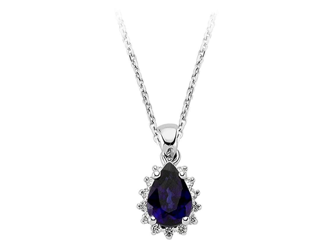 Collier diamant et saphir en goutte