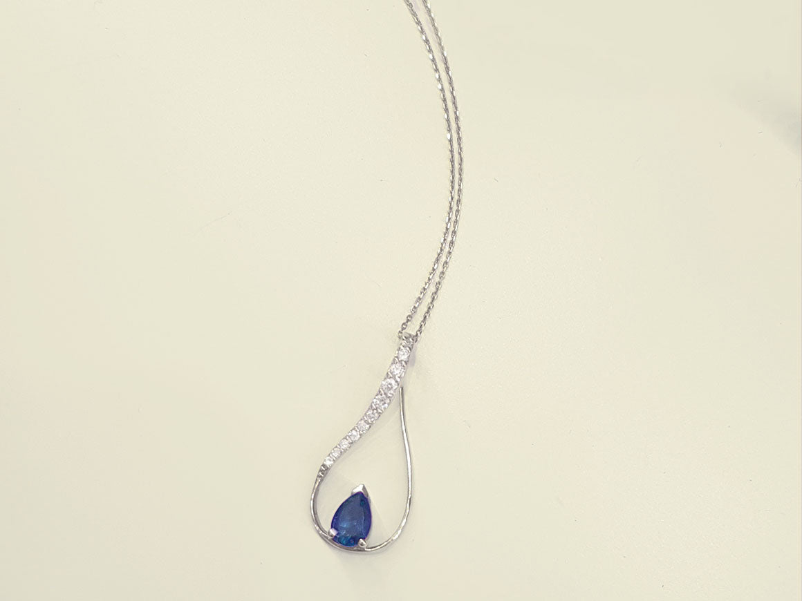 Diamond and drop sapphire necklace