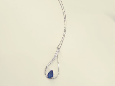Diamond and drop sapphire necklace