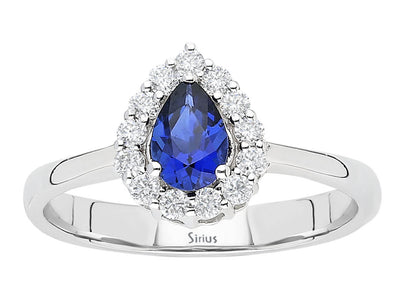 Diamond and Pear Sapphire Ring