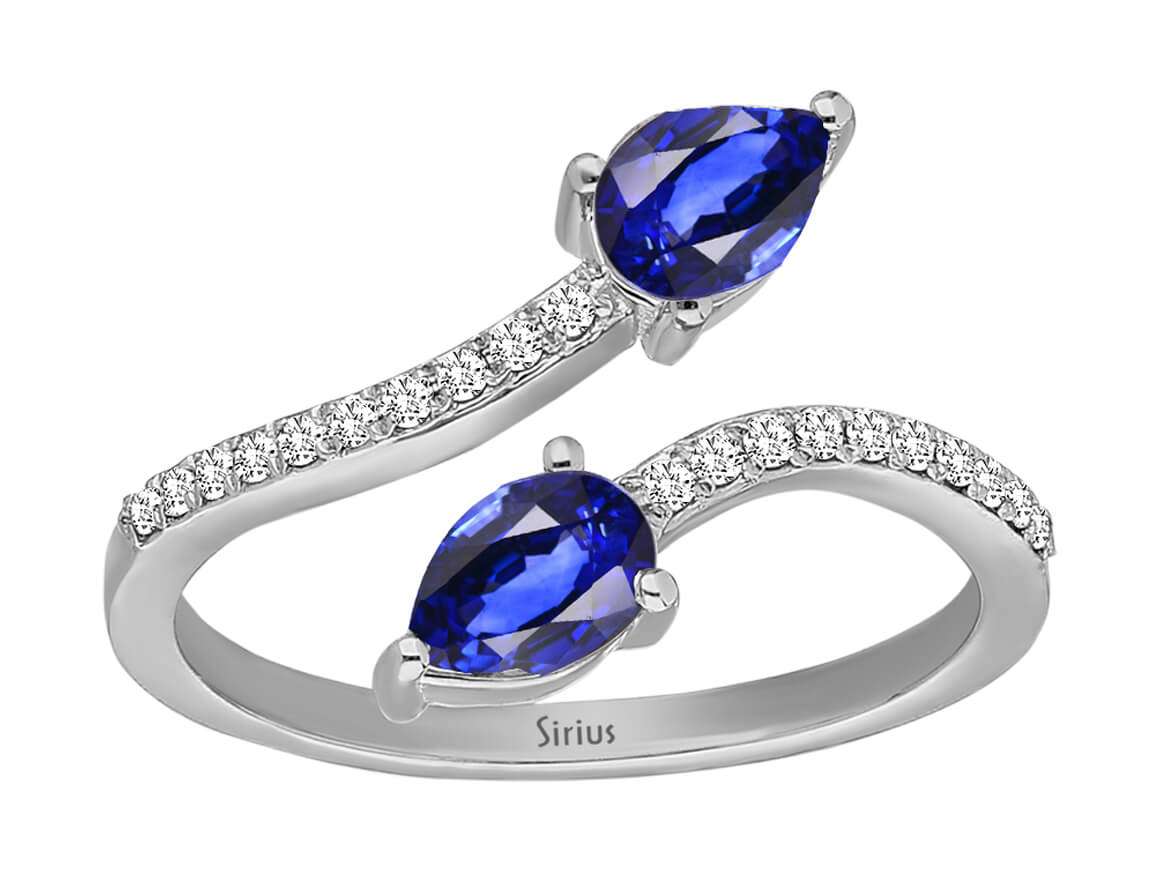 Diamant und Tropfen Schliff Saphir Ring - handgefertigter Diamantschmuck aus Feingold | Sirius Diamant