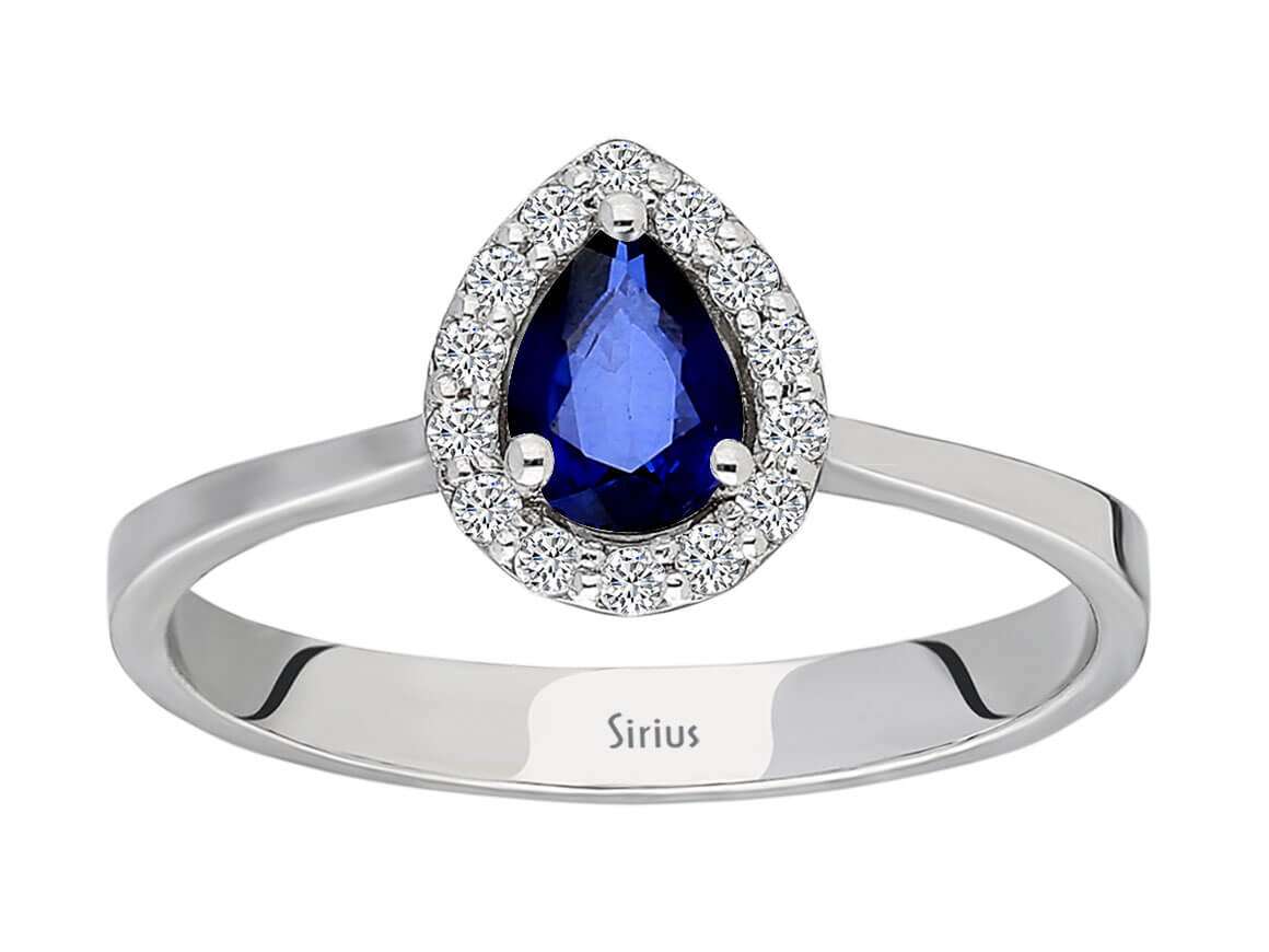 Diamant und Tropfen Saphir Ring - handgefertigter Diamantschmuck aus Feingold | Sirius Diamant