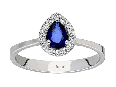 Diamond and Pear Sapphire Ring