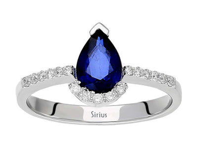 Diamond and Pear Sapphire Ring