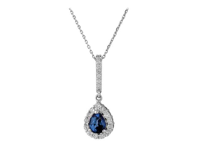 Collier diamant et saphir en goutte