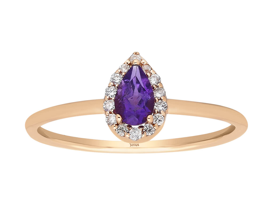 Diamant und Tropfen Schliff Amethyst Ring - handgefertigter Diamantschmuck aus Feingold | Sirius Diamant