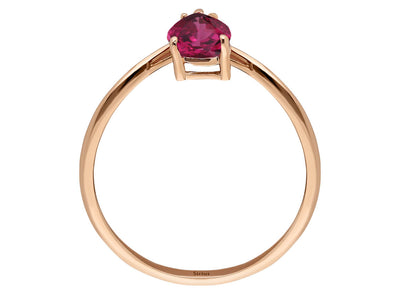 Diamond and drop cut pink tourmaline ring in 333 8 carat red gold