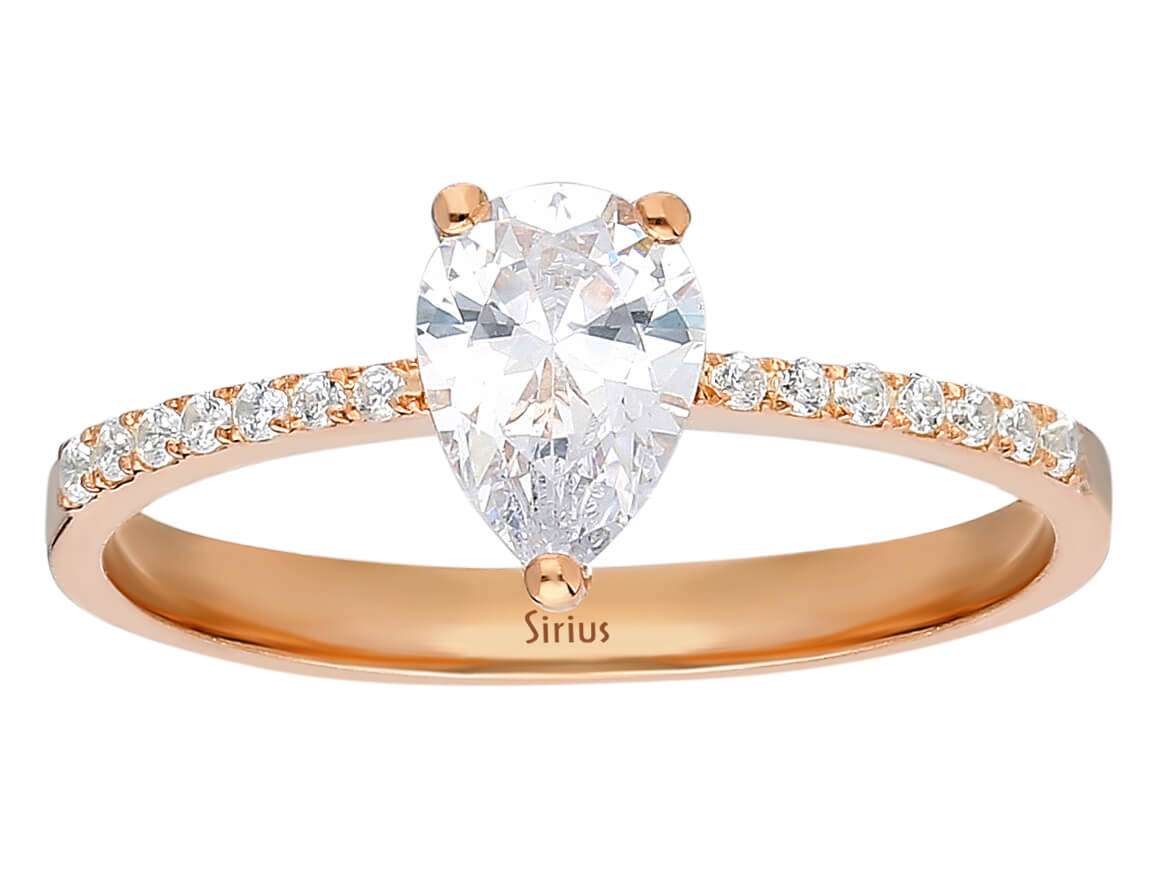 Diamond and Drop White Topaz Ladies Ring