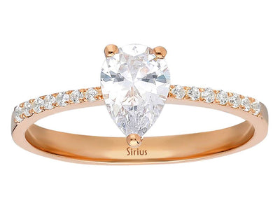 Diamond and Drop White Topaz Ladies Ring
