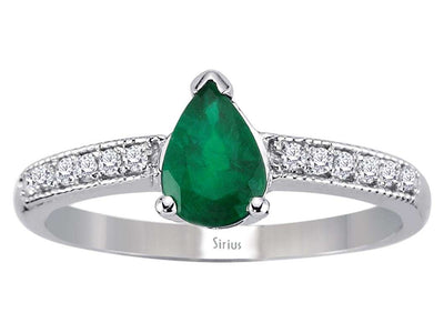 Diamond and Pear Emerald Ring