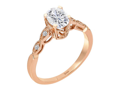 Diamond and Oval White Sapphire Diana Ring