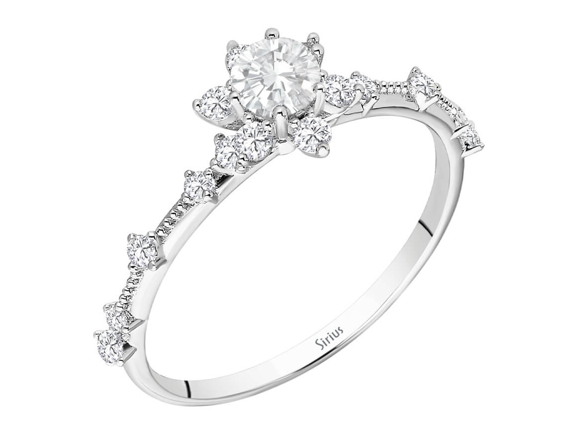 Diamant und Weißer Saphir Elurra Ring in 585er 14K Weißgold - handgefertigter Diamantschmuck aus Feingold | Sirius Diamant