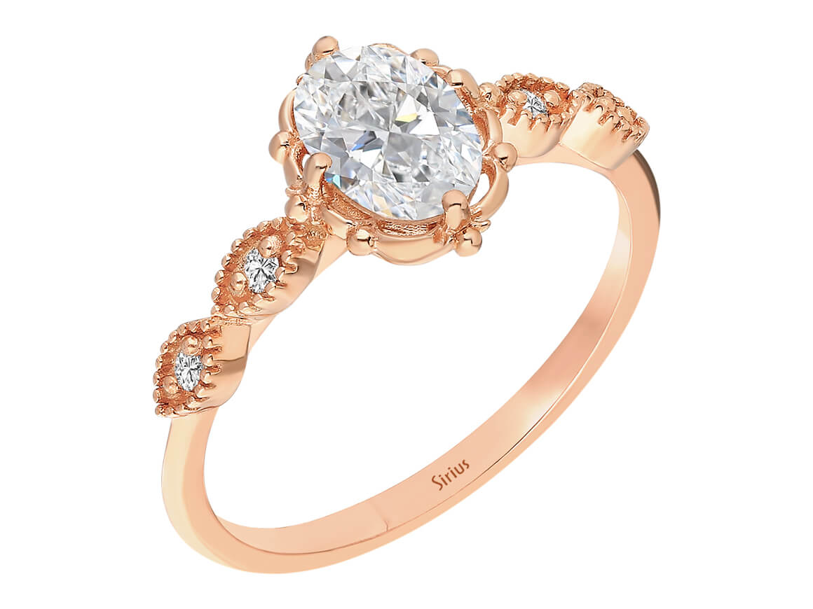 Diamant und Oval Weißer Saphir Henna Ring - handgefertigter Diamantschmuck aus Feingold | Sirius Diamant