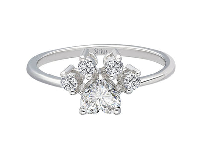 Diamond and White Sapphire Cat Paw Ring