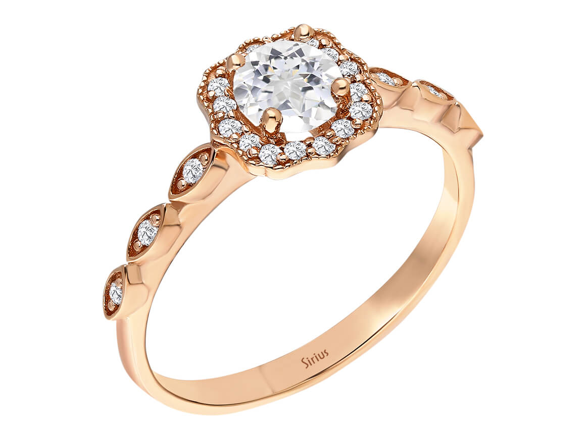 Diamant und Weißer Saphir Romagna Ring - handgefertigter Diamantschmuck aus Feingold | Sirius Diamant