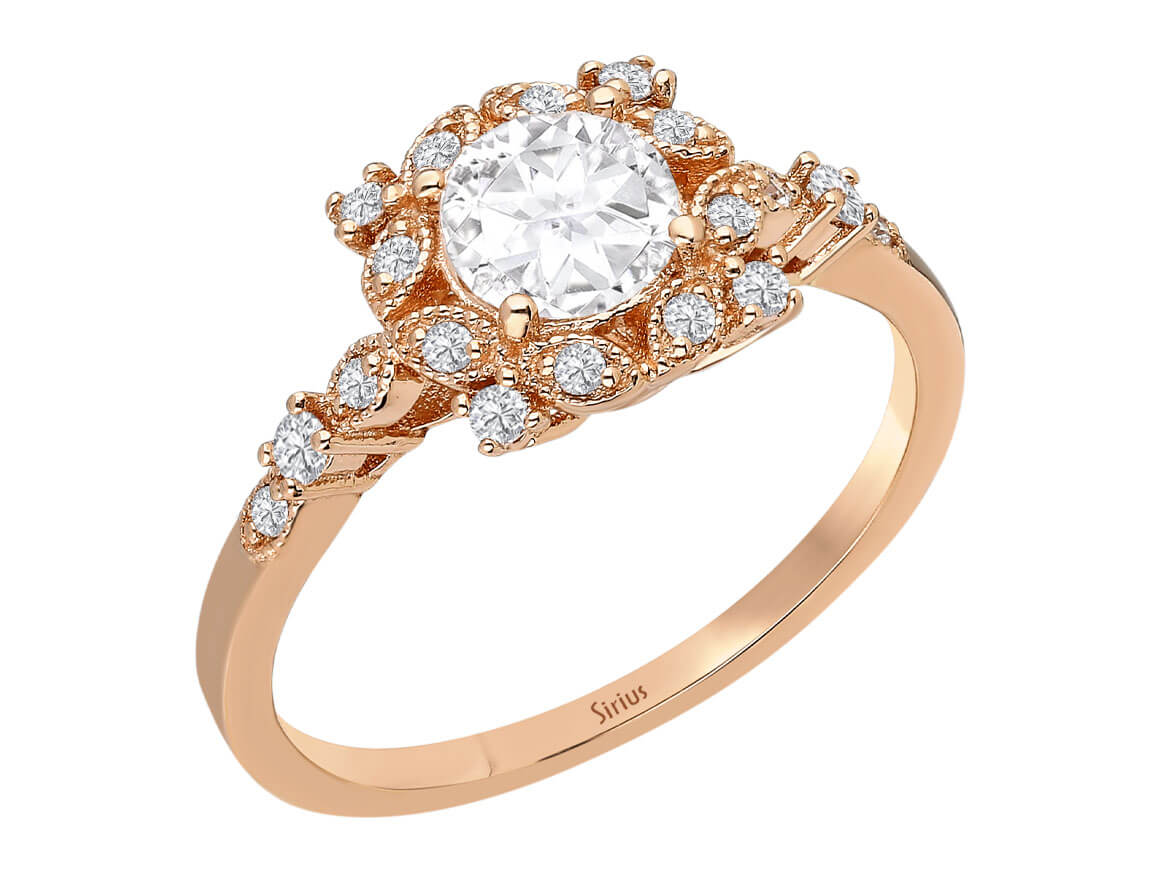 Diamant und Weißer Saphir Zekhara Ring - handgefertigter Diamantschmuck aus Feingold | Sirius Diamant