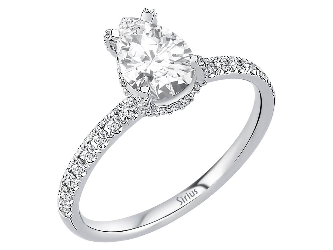 Diamant und Tropfen Weißer Saphir Venus Gala Ring - handgefertigter Diamantschmuck aus Feingold | Sirius Diamant