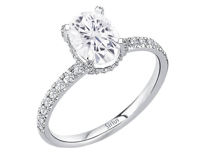 Diamond and Oval White Sapphire Venus Tulipa Ring