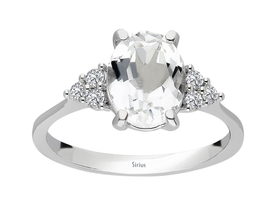 Diamant und Weißer Topas Glasera Ring - handgefertigter Diamantschmuck aus Feingold | Sirius Diamant