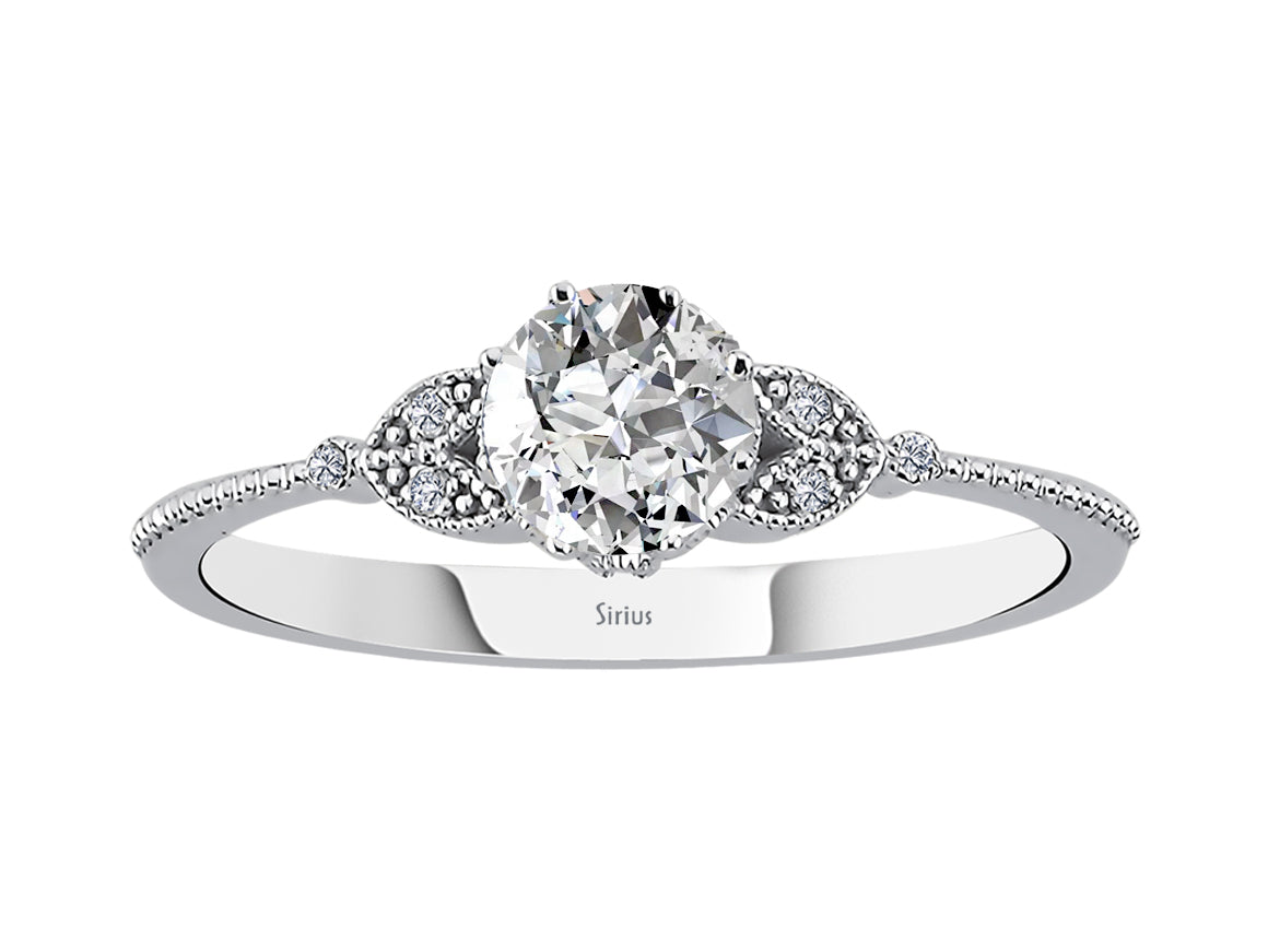 Diamond ring with white topaz in white gold
