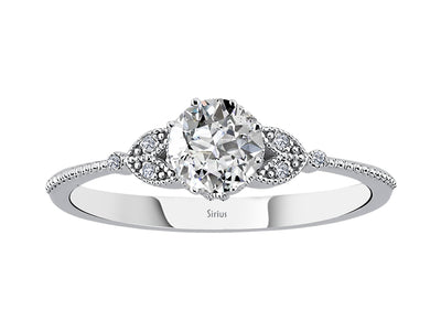 Diamond ring with white topaz in white gold