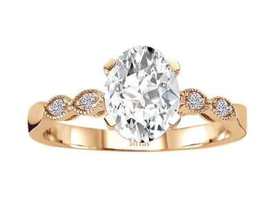 Diamond and Oval White Sapphire Nefertiti Ring