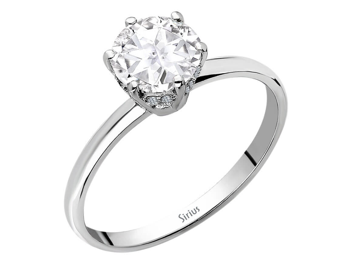 Diamant und Weißer Topas Nora Ring in 585er 14K Weißgold - handgefertigter Diamantschmuck aus Feingold | Sirius Diamant
