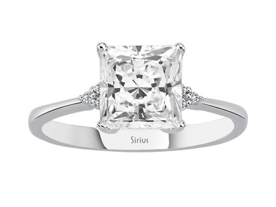 Ring with diamond and white topaz in white gold