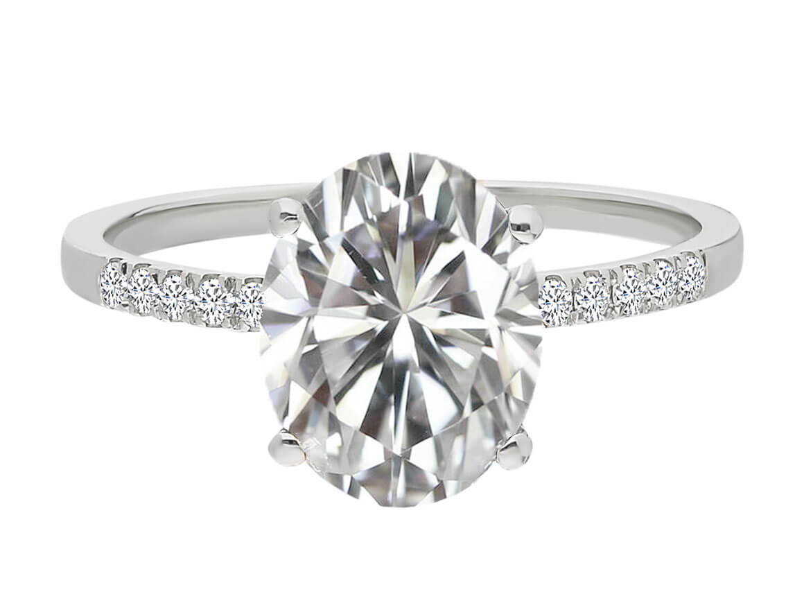 Diamond and white topaz ring in 14 K white gold