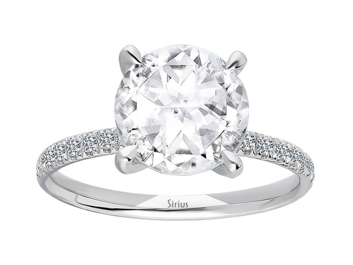 Diamant und Weißer Topas Ring in 14K Weißgold - handgefertigter Diamantschmuck aus Feingold | Sirius Diamant