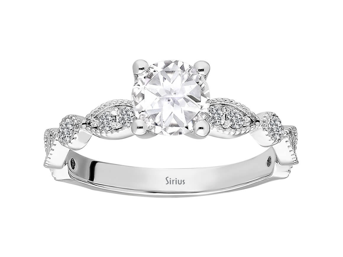 1,20 Carat Diamant und Weißer Topas Soltär Ring - handgefertigter Diamantschmuck aus Feingold | Sirius Diamant