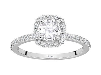 Diamond and White Topaz Solitaire Ring in 14K White Gold