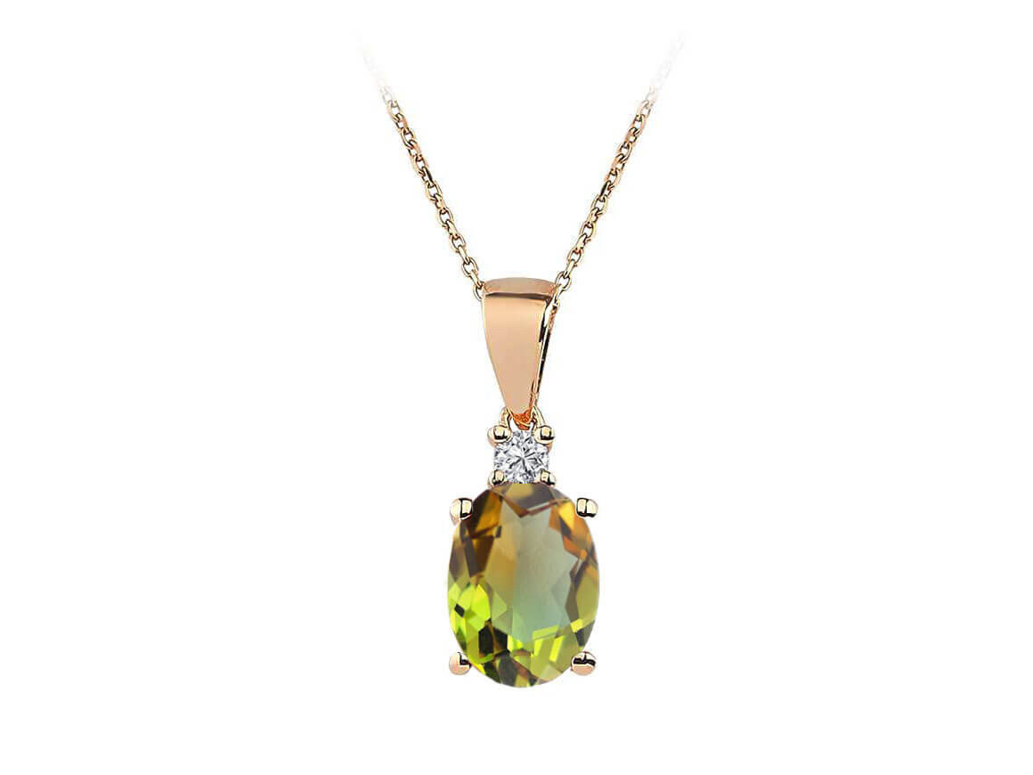 Diamant und Zultanit Harmonie Collier in 14 K Rotgold - handgefertigter Diamantschmuck aus Feingold | Sirius Diamant