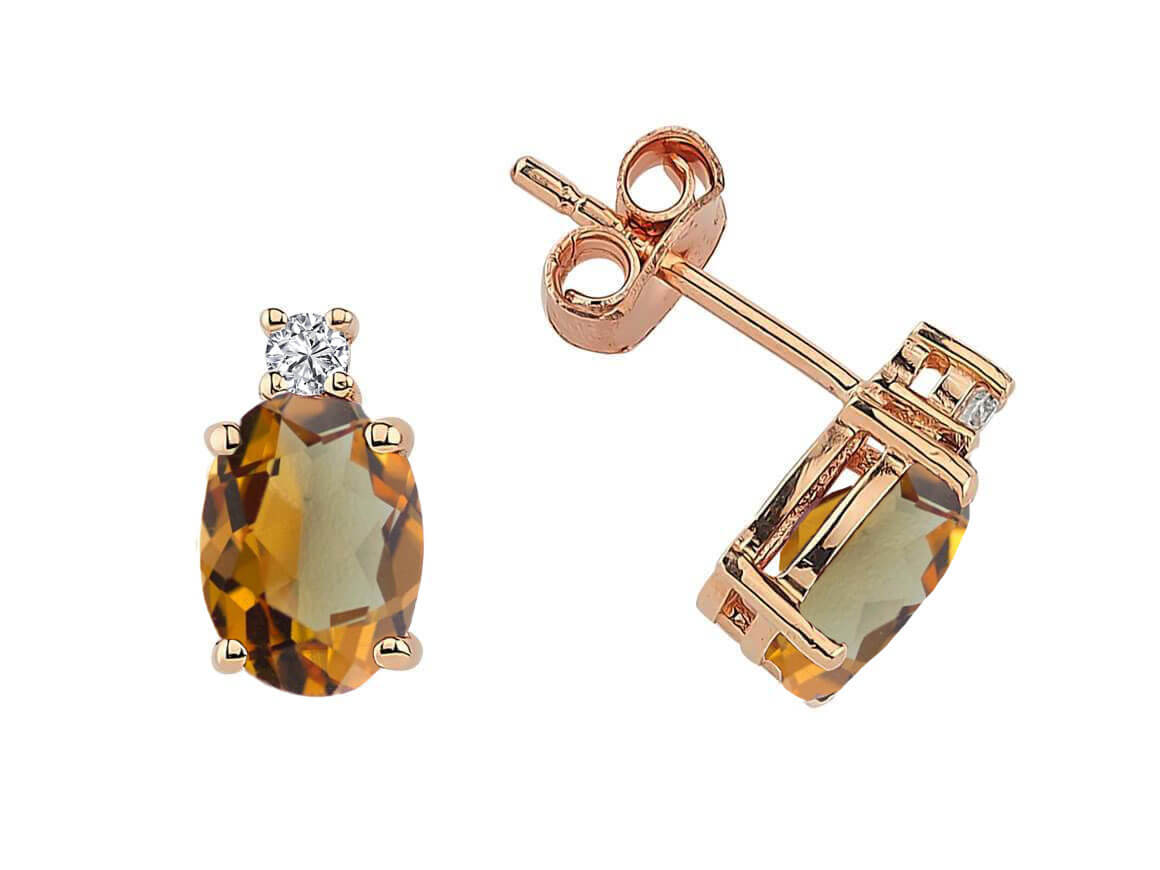 Diamant und Oval Zultanit Harmonie Ohrringe in 585 er 14 Karat Rotgold - handgefertigter Diamantschmuck aus Feingold | Sirius Diamant