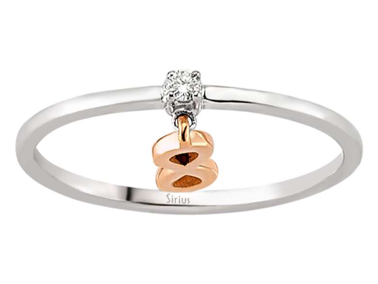 0,02 Carat Diamant Unendlichkeit Ring in 333 er 8 Karat Rot- und Weißgold - handgefertigter Diamantschmuck aus Feingold | Sirius Diamant