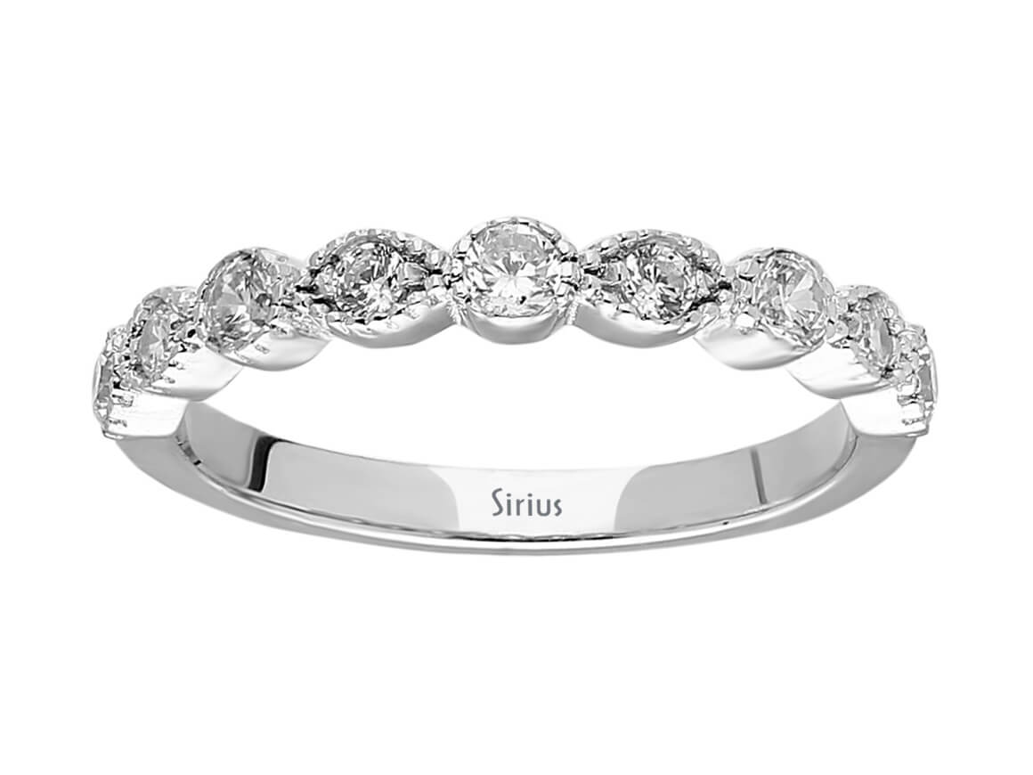 Diamant Vintage halbrundum Allianz - handgefertigter Diamantschmuck aus Feingold | Sirius Diamant