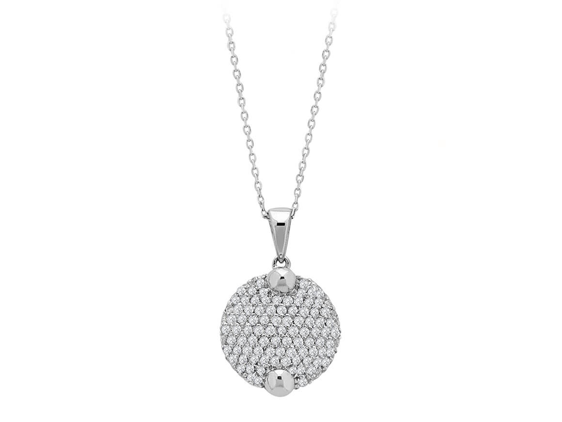 0,43 Karat Diamant Vollmond Collier in 585 er 14 Karat Weissgold - handgefertigter Diamantschmuck aus Feingold | Sirius Diamant