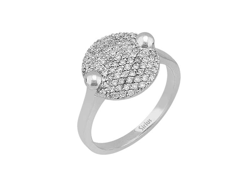 0.43 carat diamond full moon ring in 14K white gold