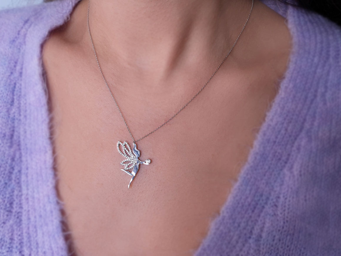 Diamant Nymphe Collier - handgefertigter Diamantschmuck aus Feingold | Sirius Diamant