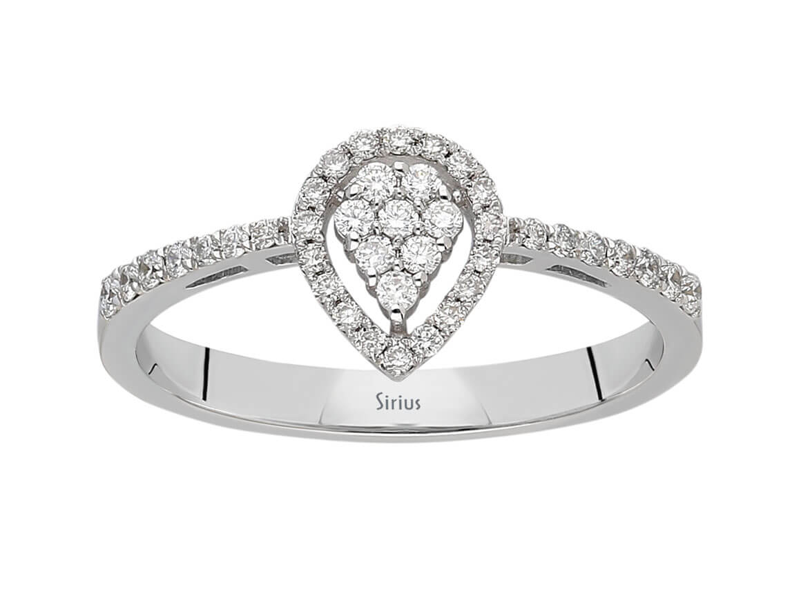 Diamant Wassertropfen Ring - handgefertigter Diamantschmuck aus Feingold | Sirius Diamant