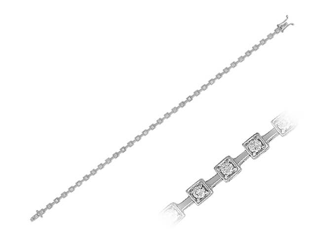 Bracelet tennis en or blanc 14 carats avec diamants de 1,21 carat