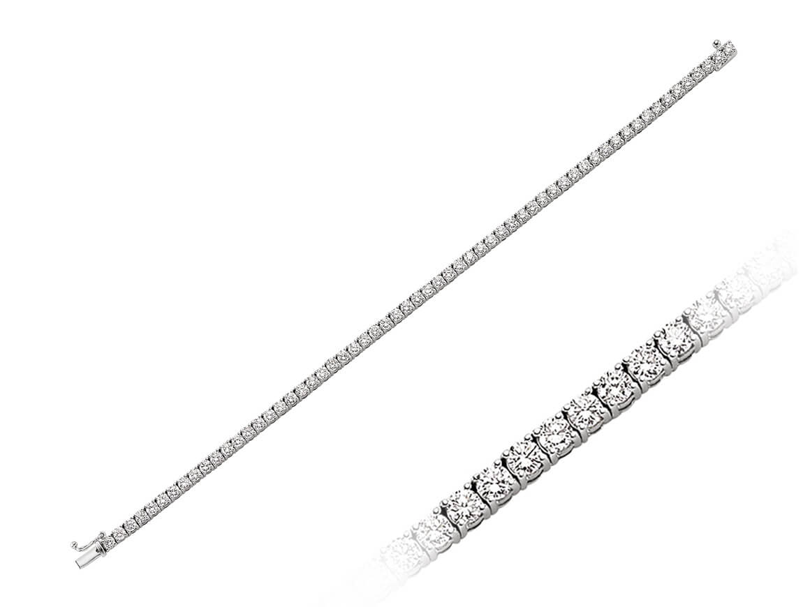 Bracelet tennis en or blanc 14 carats avec diamants de 4,81 ct