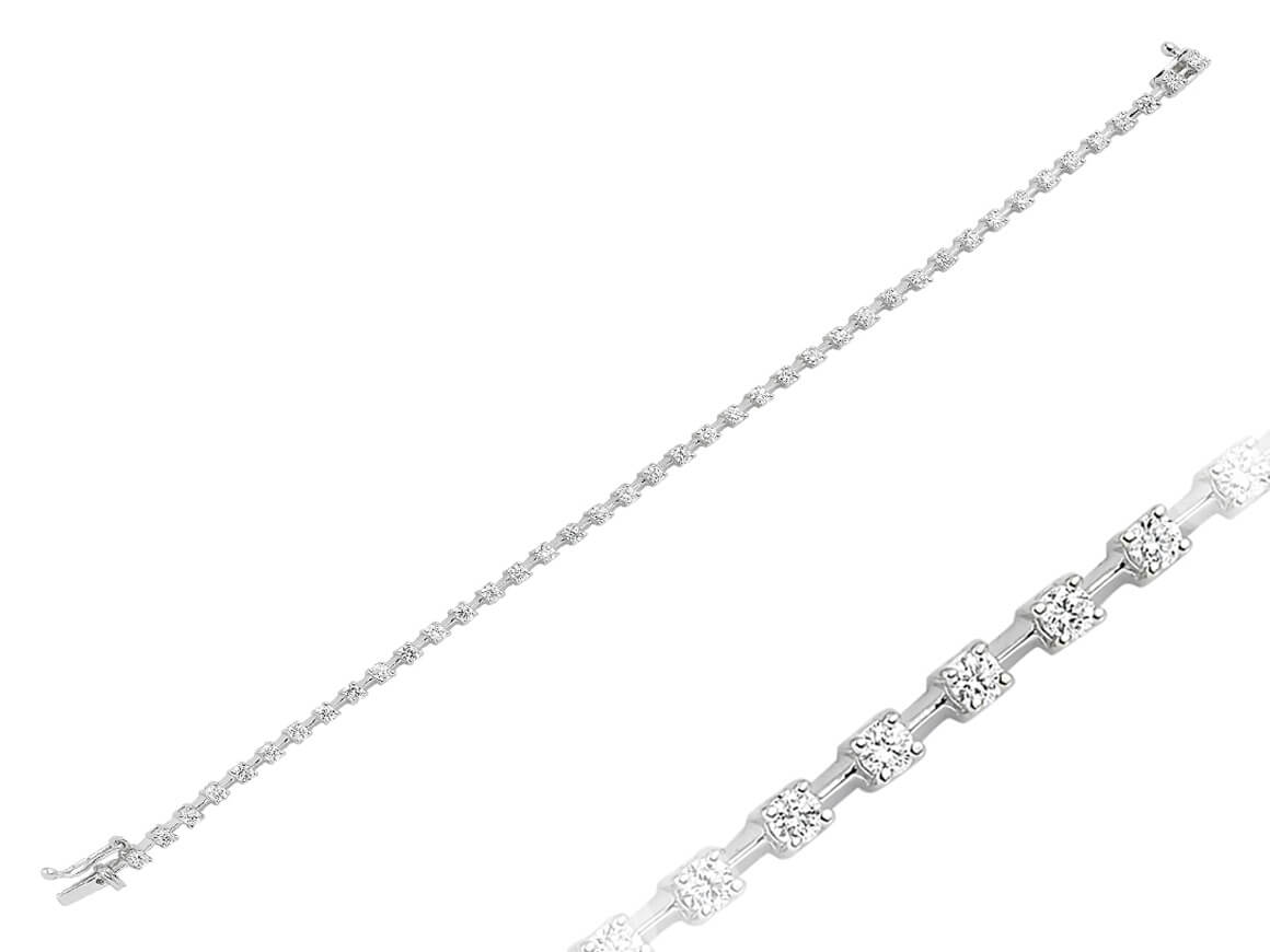 Bracelet tennis en or blanc 14 carats avec diamants de 1,68 carat