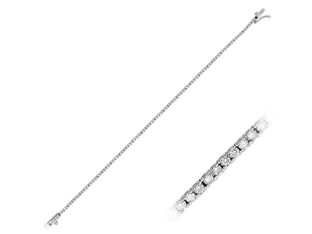Bracelet tennis en or blanc 14 carats avec diamants de 1,78 carat