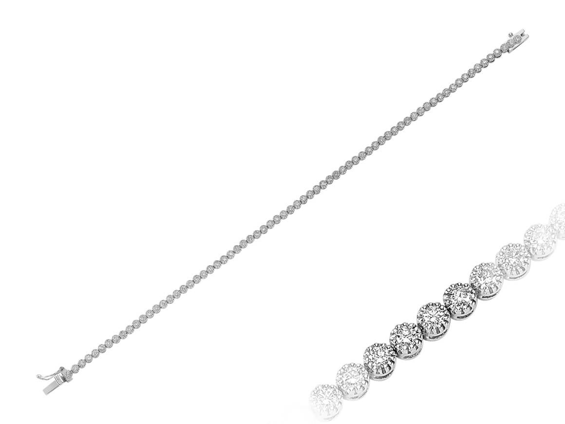 Bracelet tennis en or blanc 14 carats avec diamants de 1,52 carat