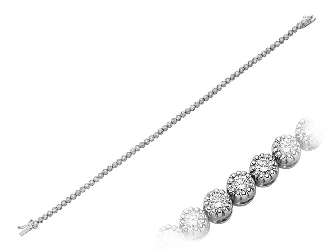 1,83 Karat Diamant Tennis Armband in 585er 14 K Weißgold - handgefertigter Diamantschmuck aus Feingold | Sirius Diamant