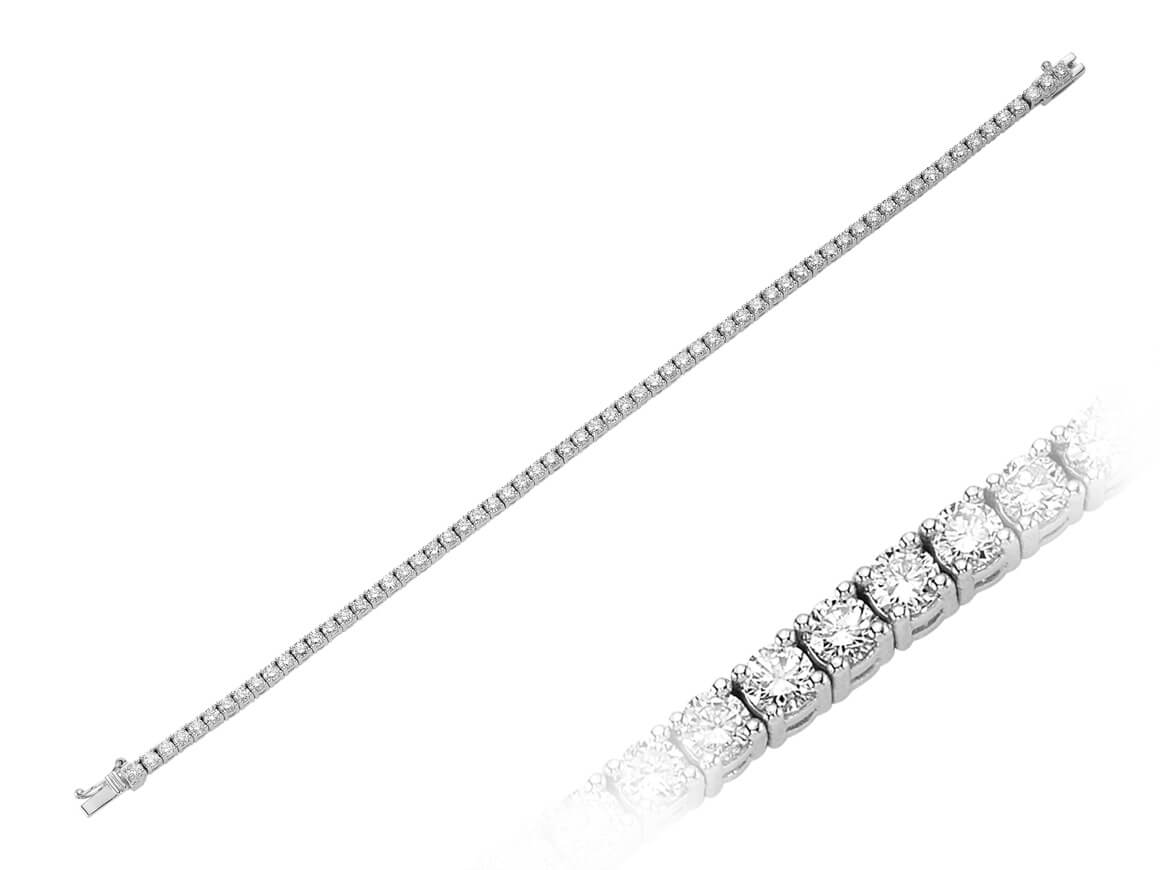 Bracelet tennis en or blanc 14 carats avec diamants de 3,78 carats