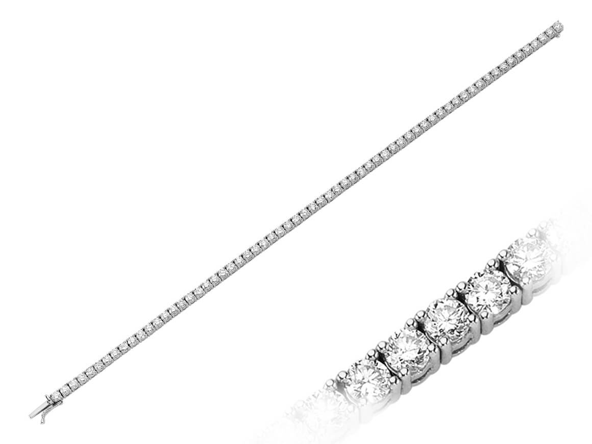 Bracelet tennis en or blanc 14 carats avec diamants de 5,20 carats